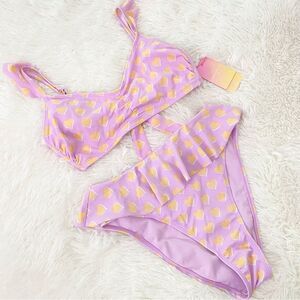 Stoney Clover Lane Purple and Yellow Heart Bikini
